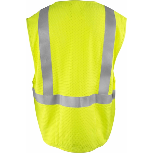 Flame-Resistant Safety Vest Class 2  W/ Zipper & Radio Tabs (Lime/Small)